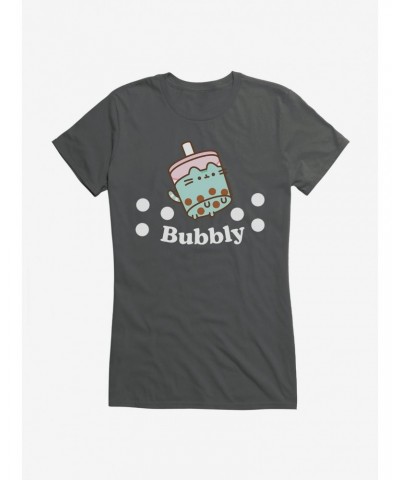 Pusheen Sips Bubbly Boba Girls T-Shirt $9.76 T-Shirts