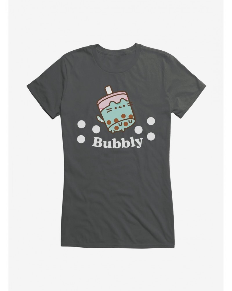 Pusheen Sips Bubbly Boba Girls T-Shirt $9.76 T-Shirts