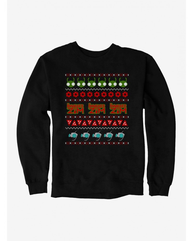 Invader Zim Ugly Christmas Pattern Sweatshirt $11.81 Sweatshirts