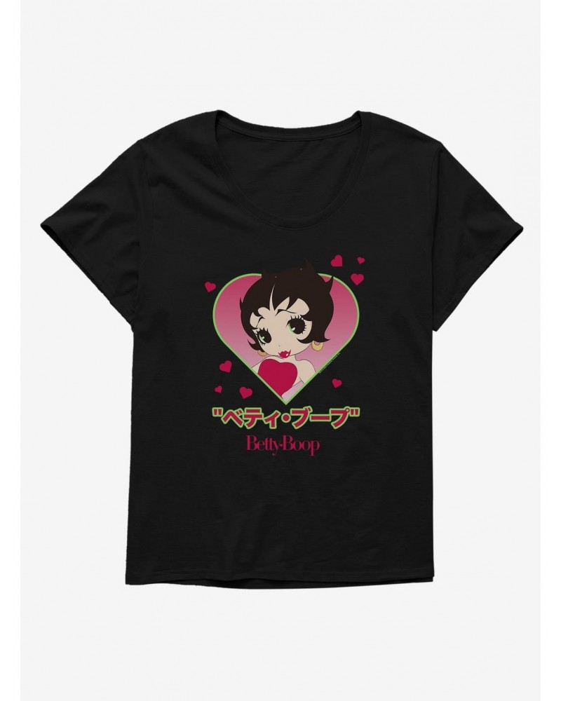 Betty Boop Anime Heart Portrait Girls T-Shirt Plus Size $11.48 T-Shirts