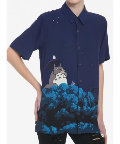 Her Universe Studio Ghibli My Neighbor Totoro Night Sky Oversized Girls Woven Button-Up $9.45 Button-Up