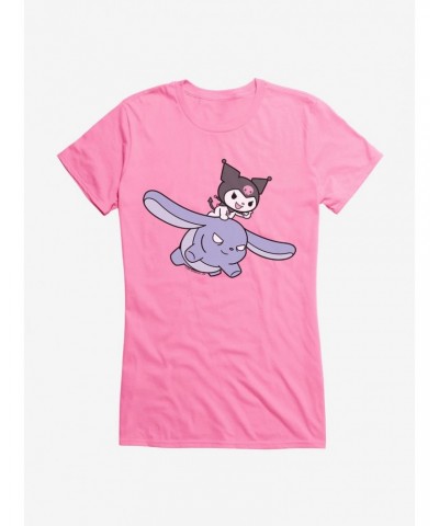 Kuromi Flying Baku Girls T-Shirt $6.57 T-Shirts