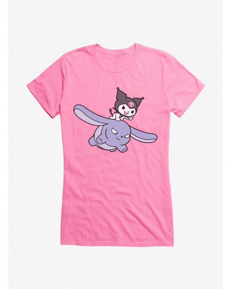 Kuromi Flying Baku Girls T-Shirt $6.57 T-Shirts