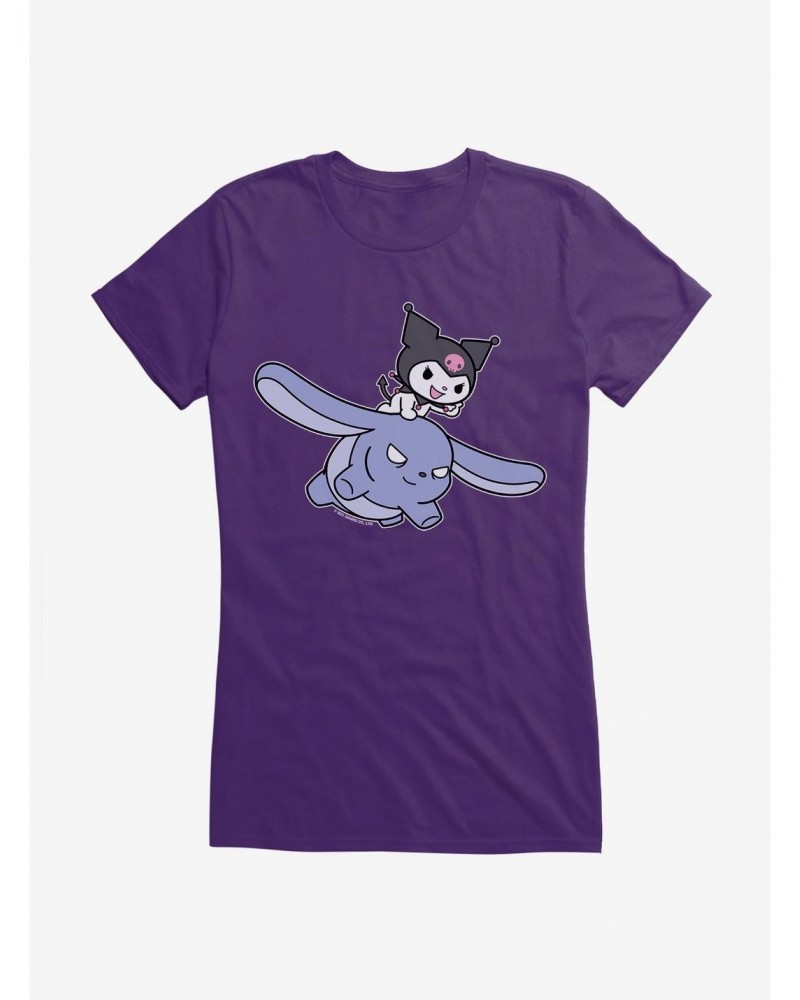 Kuromi Flying Baku Girls T-Shirt $6.57 T-Shirts