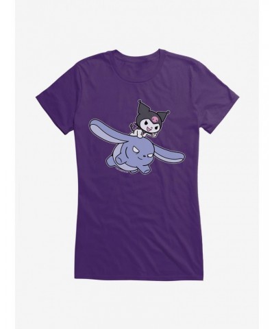 Kuromi Flying Baku Girls T-Shirt $6.57 T-Shirts