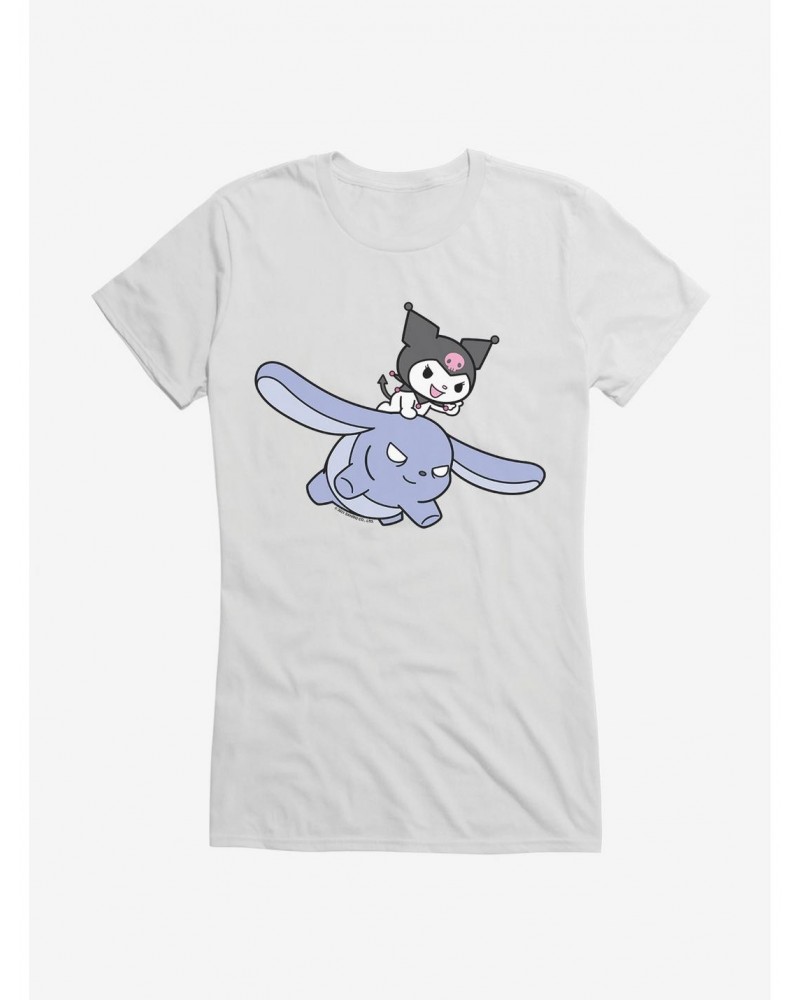 Kuromi Flying Baku Girls T-Shirt $6.57 T-Shirts