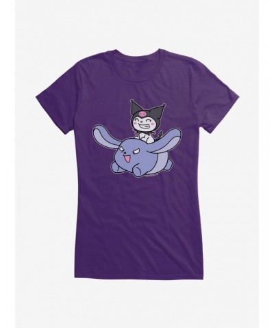 Kuromi Happy Baku Flying Girls T-Shirt $8.37 T-Shirts