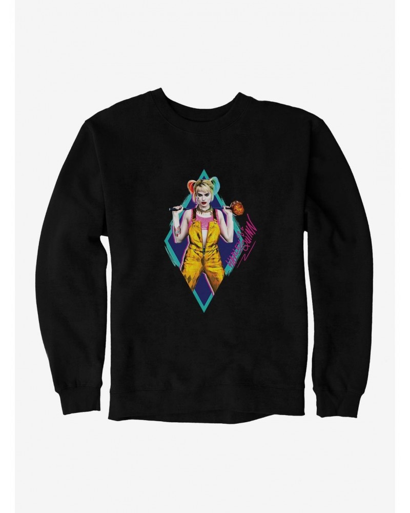 DC Comics Birds Of Prey Harley Quinn Neon Diamond Sweatshirt $9.45 Sweatshirts