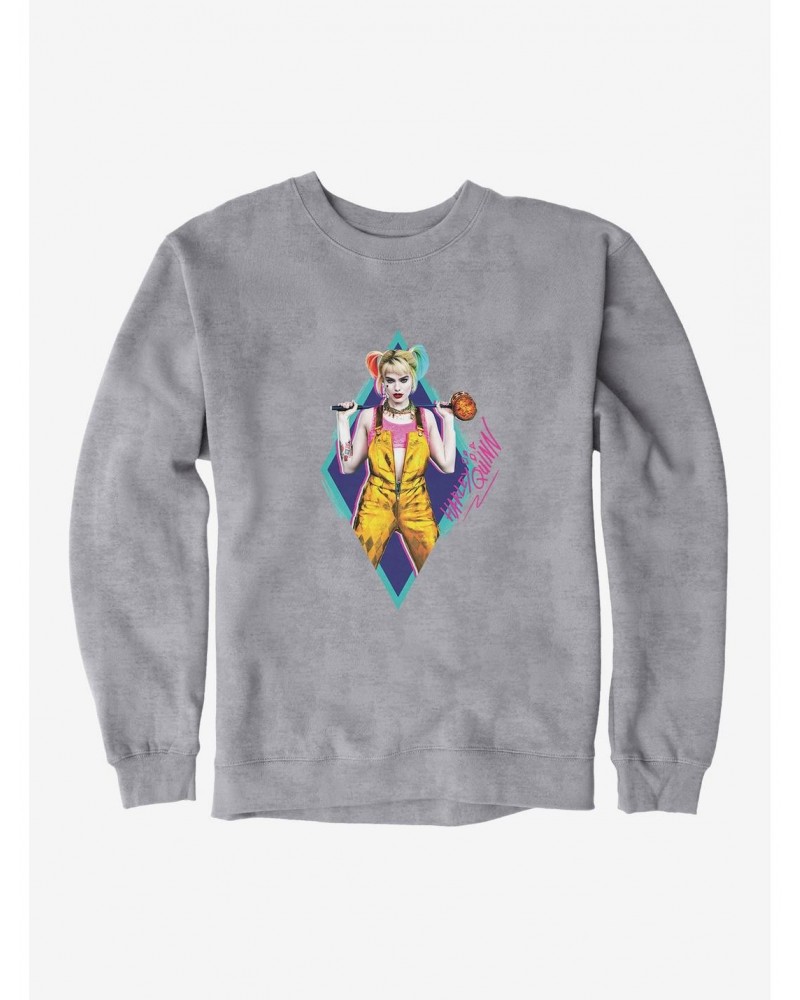 DC Comics Birds Of Prey Harley Quinn Neon Diamond Sweatshirt $9.45 Sweatshirts