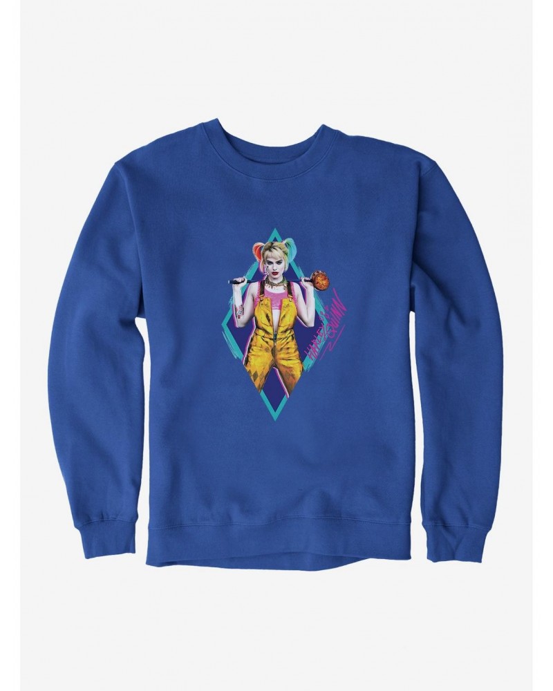 DC Comics Birds Of Prey Harley Quinn Neon Diamond Sweatshirt $9.45 Sweatshirts