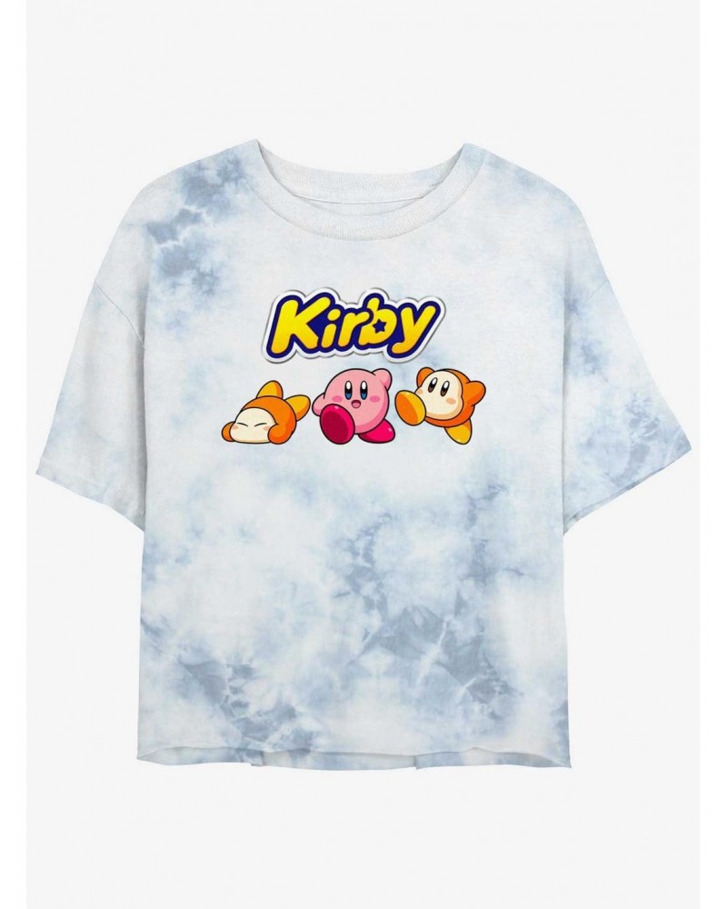 Kirby and Waddle Dee Logo Tie-Dye Girls Crop T-Shirt $7.63 T-Shirts