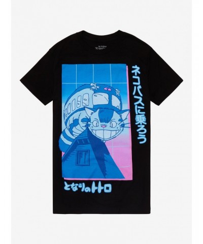Studio Ghibli My Neighbor Totoro Neon Pop Grid Boyfriend Fit Girls T-Shirt $7.17 T-Shirts