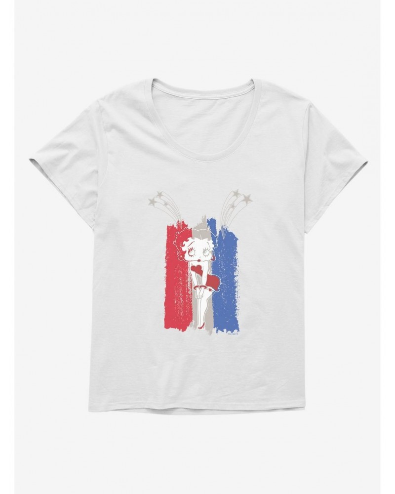 Betty Boop Red and Blue Fireworks Girls T-Shirt Plus Size $8.09 T-Shirts