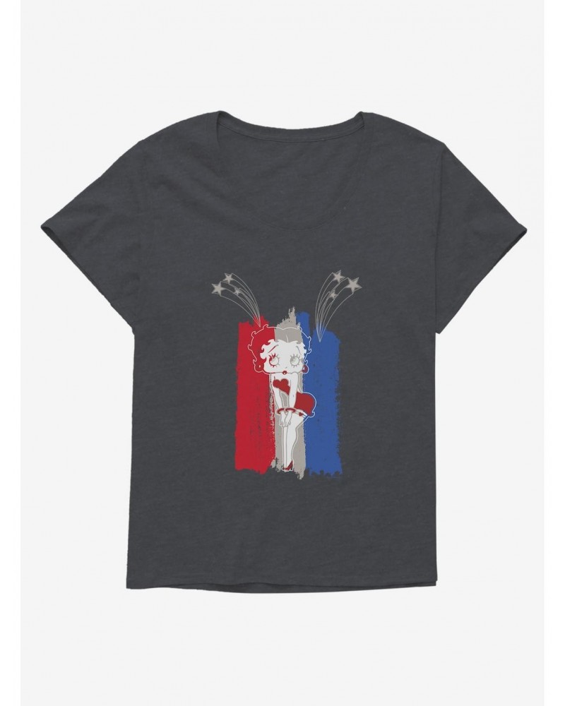 Betty Boop Red and Blue Fireworks Girls T-Shirt Plus Size $8.09 T-Shirts