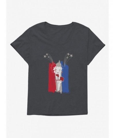 Betty Boop Red and Blue Fireworks Girls T-Shirt Plus Size $8.09 T-Shirts