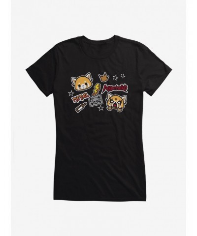 Aggretsuko Metal Gig Stickers Girls T-Shirt $7.17 T-Shirts