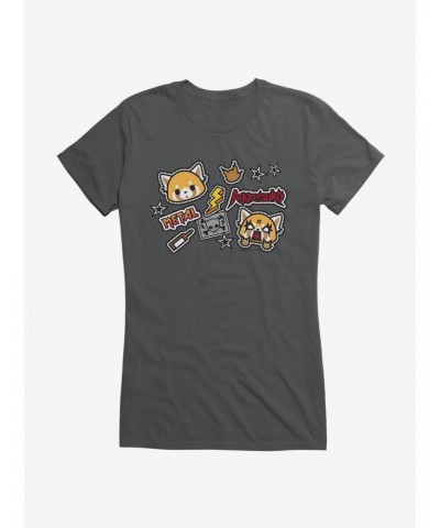 Aggretsuko Metal Gig Stickers Girls T-Shirt $7.17 T-Shirts