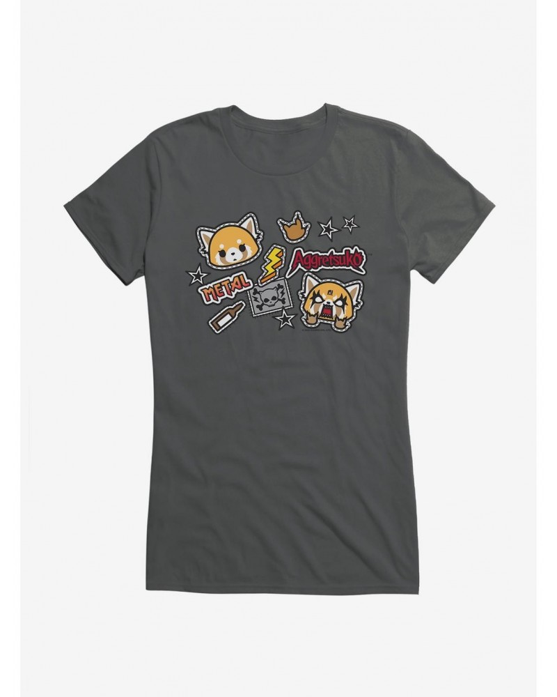 Aggretsuko Metal Gig Stickers Girls T-Shirt $7.17 T-Shirts