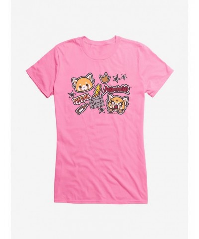 Aggretsuko Metal Gig Stickers Girls T-Shirt $7.17 T-Shirts