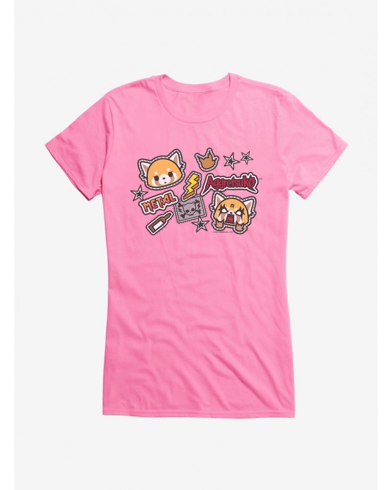 Aggretsuko Metal Gig Stickers Girls T-Shirt $7.17 T-Shirts