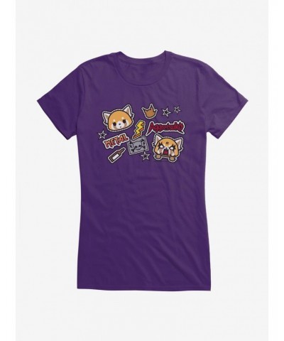 Aggretsuko Metal Gig Stickers Girls T-Shirt $7.17 T-Shirts