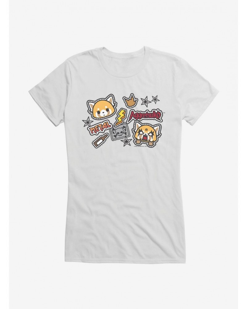 Aggretsuko Metal Gig Stickers Girls T-Shirt $7.17 T-Shirts